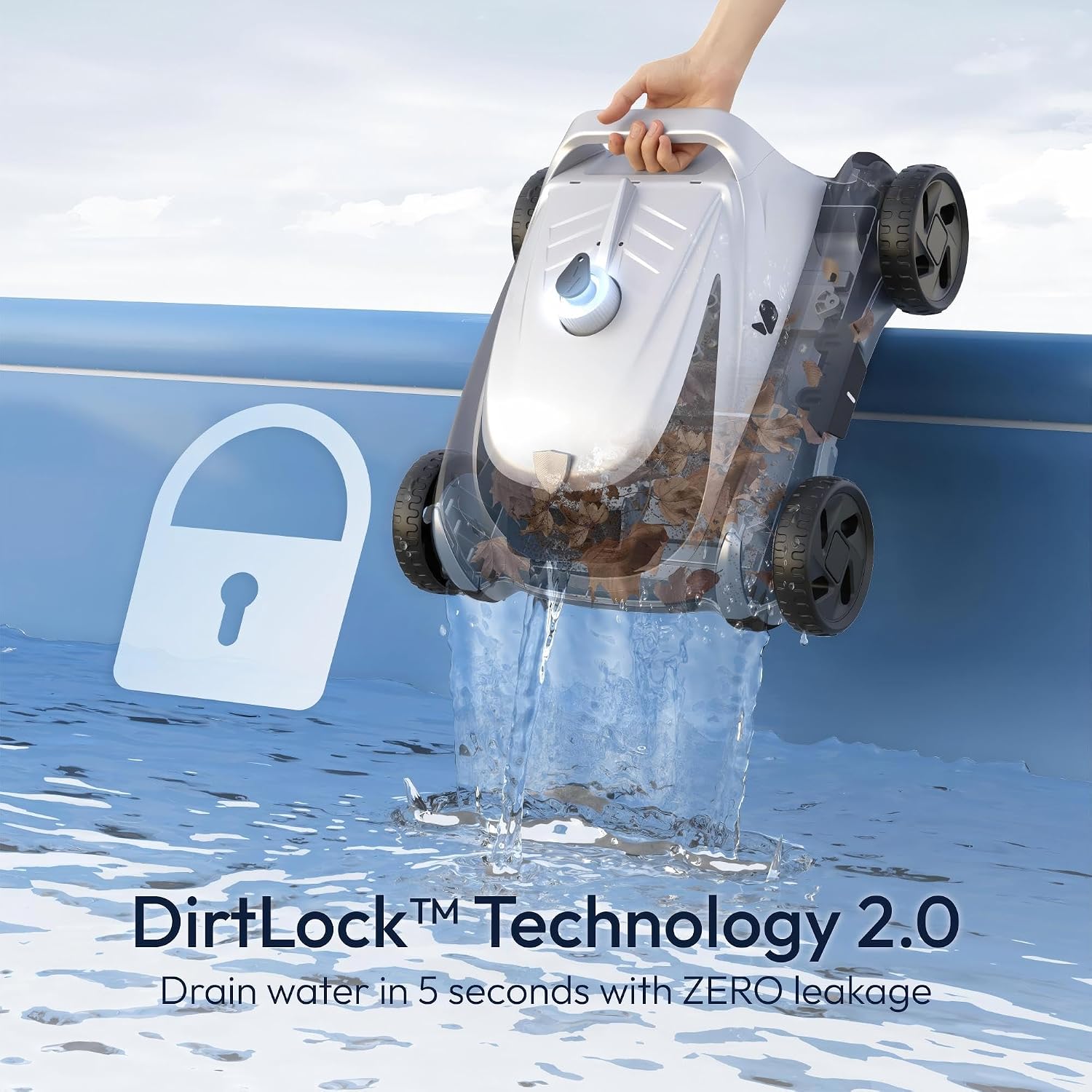 (2026 Upgrade) BUBLUE B10P Cordless Pool Vacuum for Above Ground Pool, 140-Min Runtime, Self-Parking Robotic Pool Cleaner with Bluehole Suction, DirtLock 2.0, Dual Motors for Pools Up to 1,076 Sq.Ft