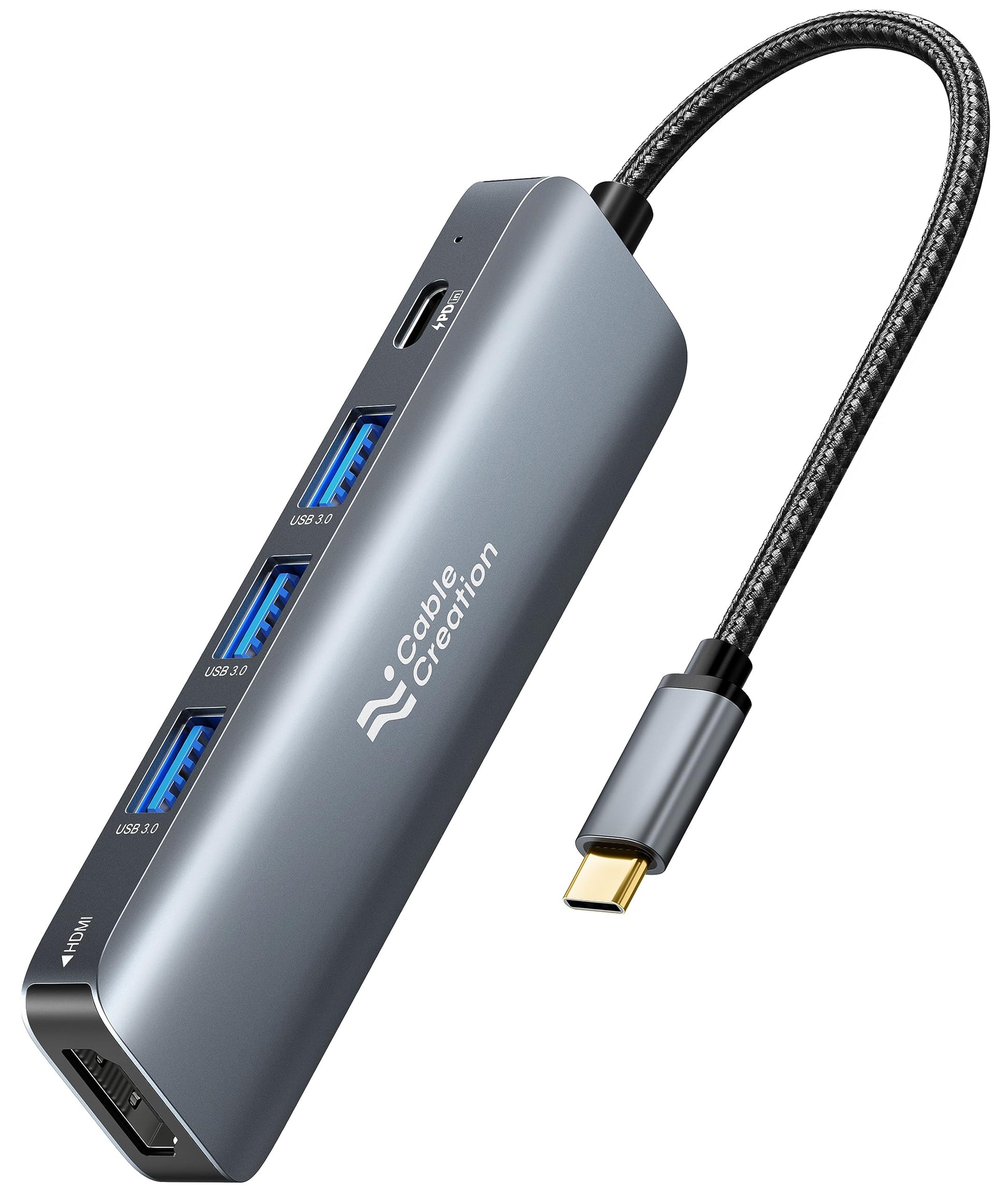 CableCreation USB C Hub Multiport Adapter, 5-in-1 USB C Adapter Aluminum Shell with 4K USB C to HDMI, Ethernet Port, 3 USB 3.0 Ports for MacBook Pro/Air 2020/2019, iPad Pro 2020, iPhone 15 Pro Max