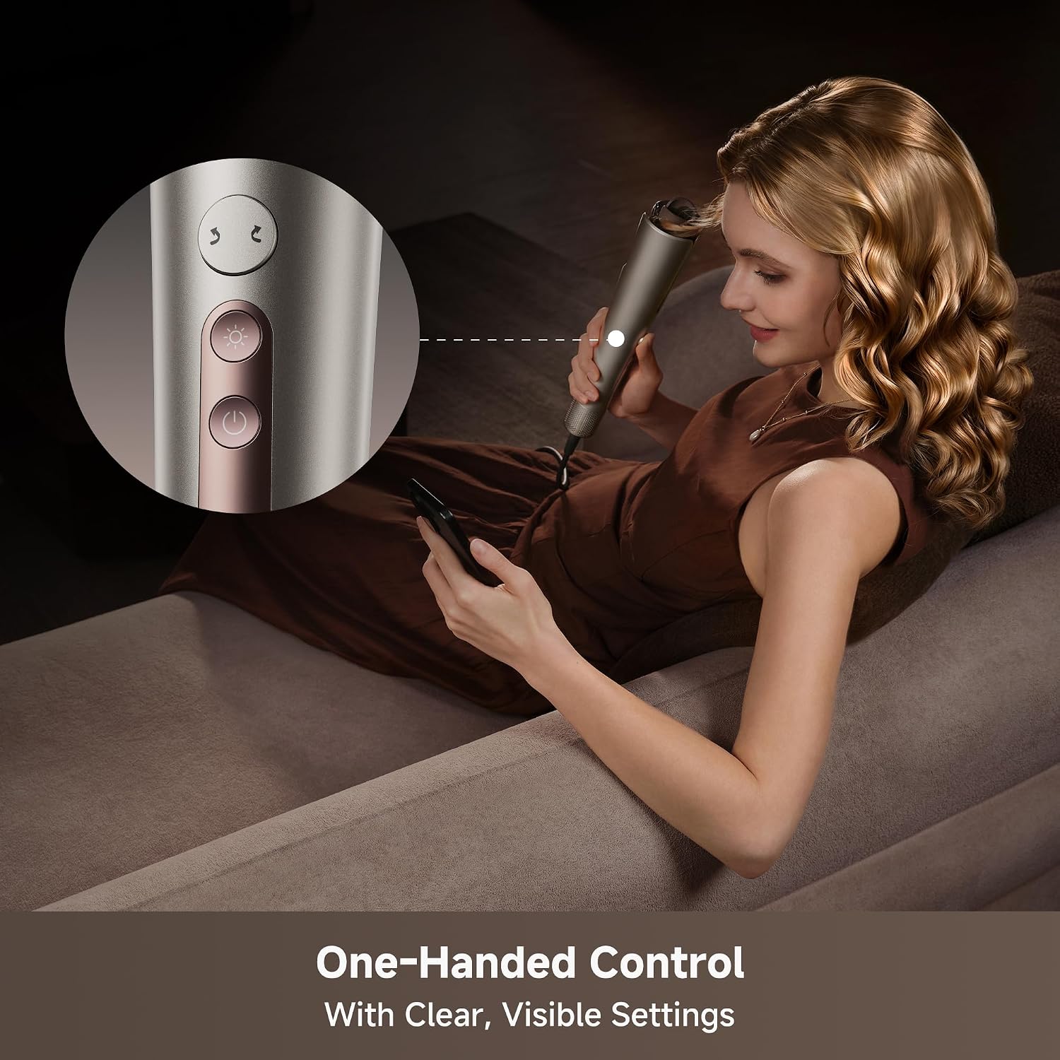 Dreame Air-Auto Automatic Hair Curler, Cool-Set Airflow Curling Wand | 1.25 Inch, 110,000 RPM Motor, 500 Million Ionic, 360°Bi-Directional Curling,MCH Heating, LED Temperature Display