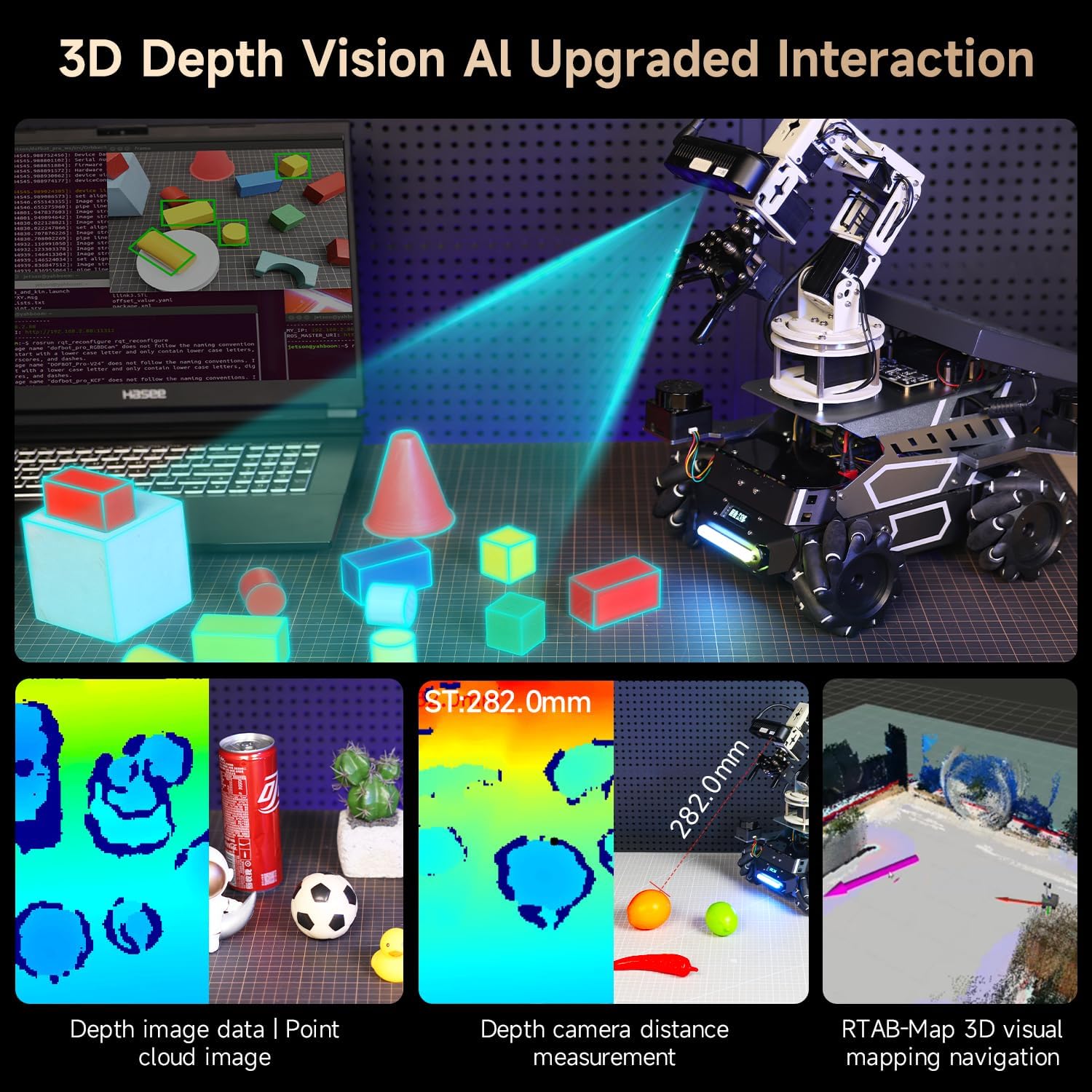 Yahboom ROSMASTER M3 Pro ROS2 Robot with Mecanum Wheel Support Multimodal AI Large Model, AI Voice Interaction, Vision Recognition(7-inch Display Optional) (Without Display-Orin Nano 8GB Ver)