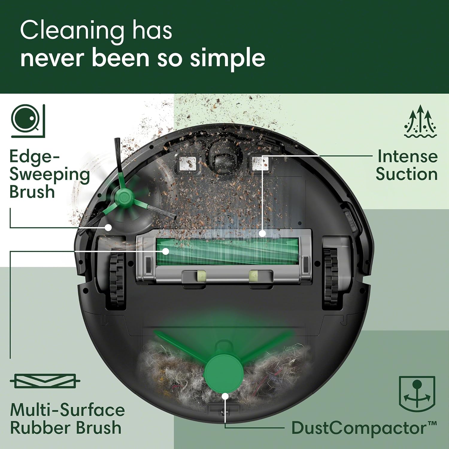 iRobot Roomba 205 DustCompactor Vac Robot Vacuum - Compacts Dirt Inside, No Emptying for 60 Days, Space Saving, No Dock Needed, Bagless, Intense Power-Lifting Suction, LiDAR Navigation, Multi-Surface