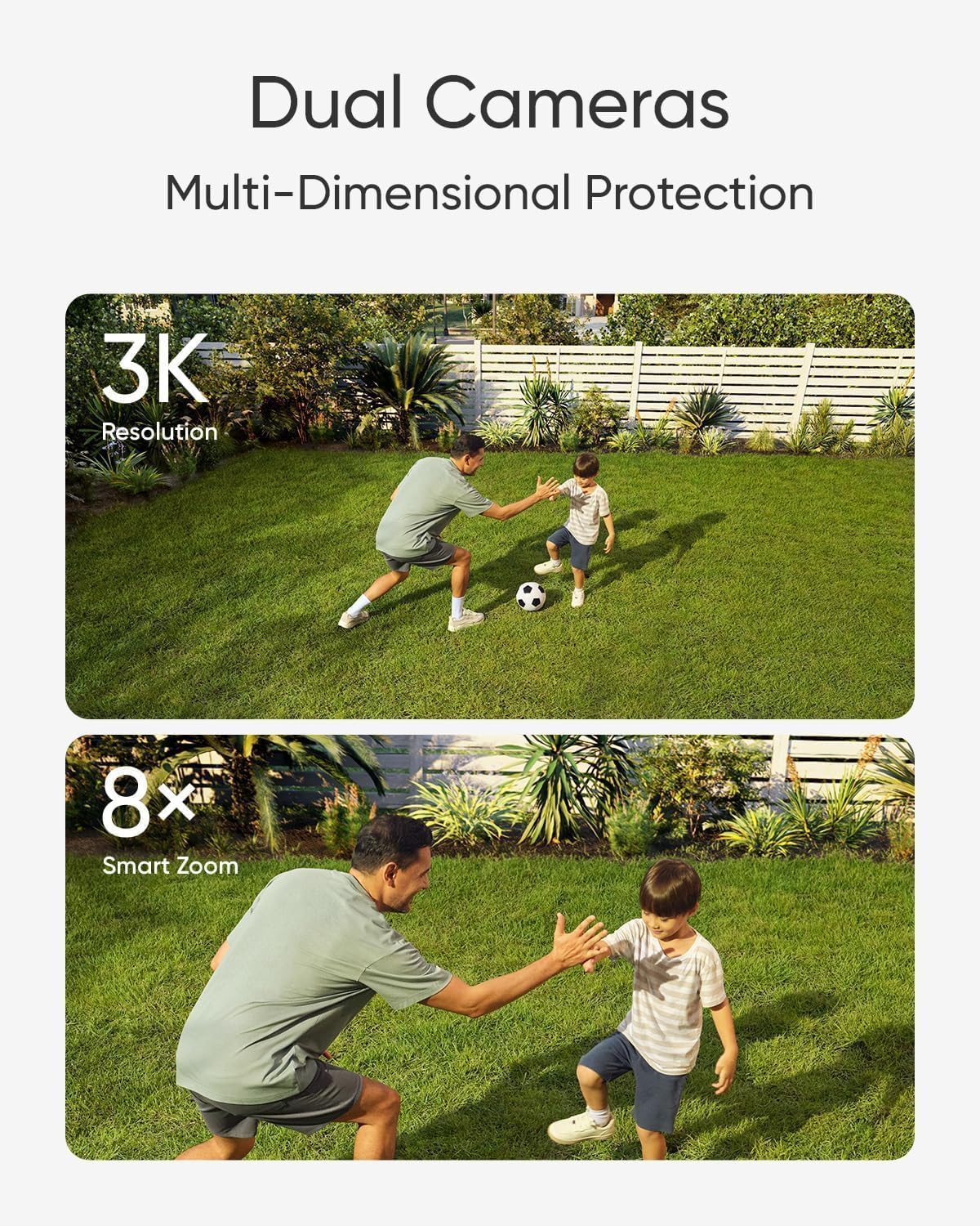 eufy Floodlight Camera E340 with AC Cable, Security Camera Outdoor, 360° PTZ, 24/7 Recording, 2.4G/5G Wi-Fi, 2000 LM, Motion Detection, Built-in Siren, Dual Cam, HB3 Compatible, No Monthly Fee