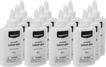 amazon basics Non toxic Washable Liquid School Glue, 118mL Bottle, 12 Pack
