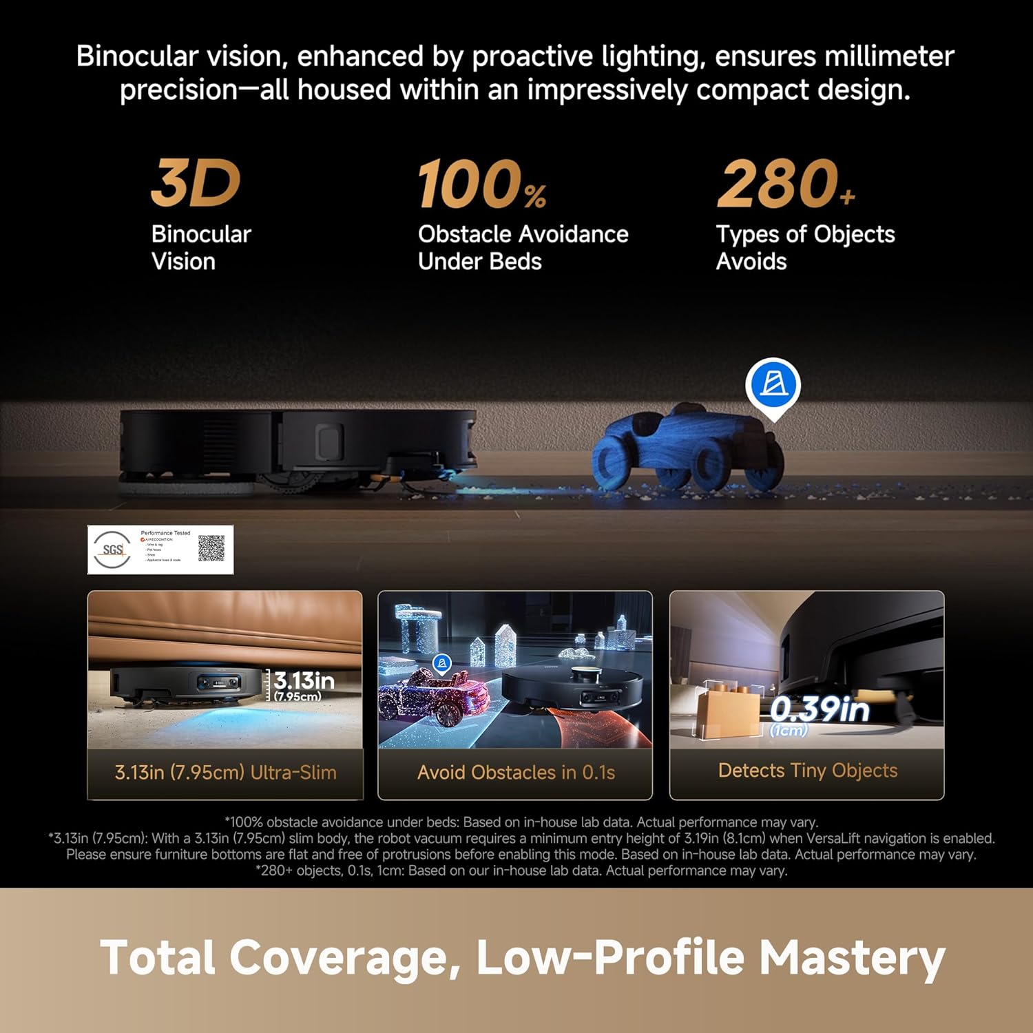 dreame X60 Max Ultra Complete Robot Vacuum and Mop, Dual Al Cameras | 3.47in(8.8cm) Obstacle Crossing for Carpet, 35,000Pa Suction, Ultra-Thin Design for Low Spaces Cleaning