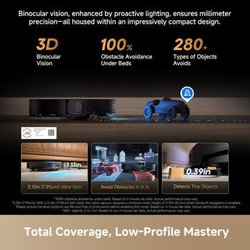 dreame X60 Max Ultra Complete Robot Vacuum and Mop, Dual Al Cameras | 3.47in(8.8cm) Obstacle Crossing for Carpet, 35,000Pa Suction, Ultra-Thin Design for Low Spaces Cleaning