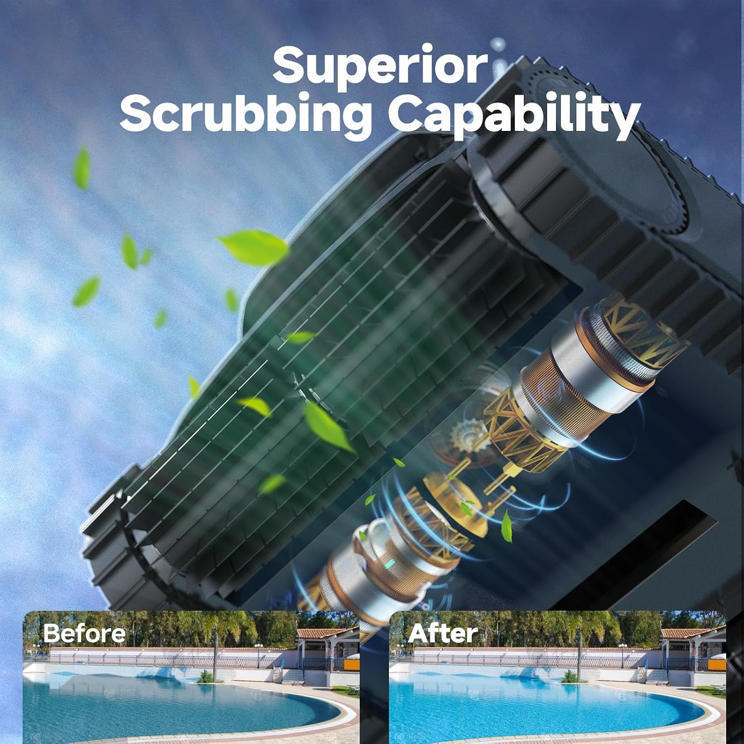 WYBOT M1 Pool Cleaner Robot, App Controlled Robotic Pool Vacuum, 300 Mins Runtime, 6 Path Planning & 7 Working Modes, Dual Filtration System