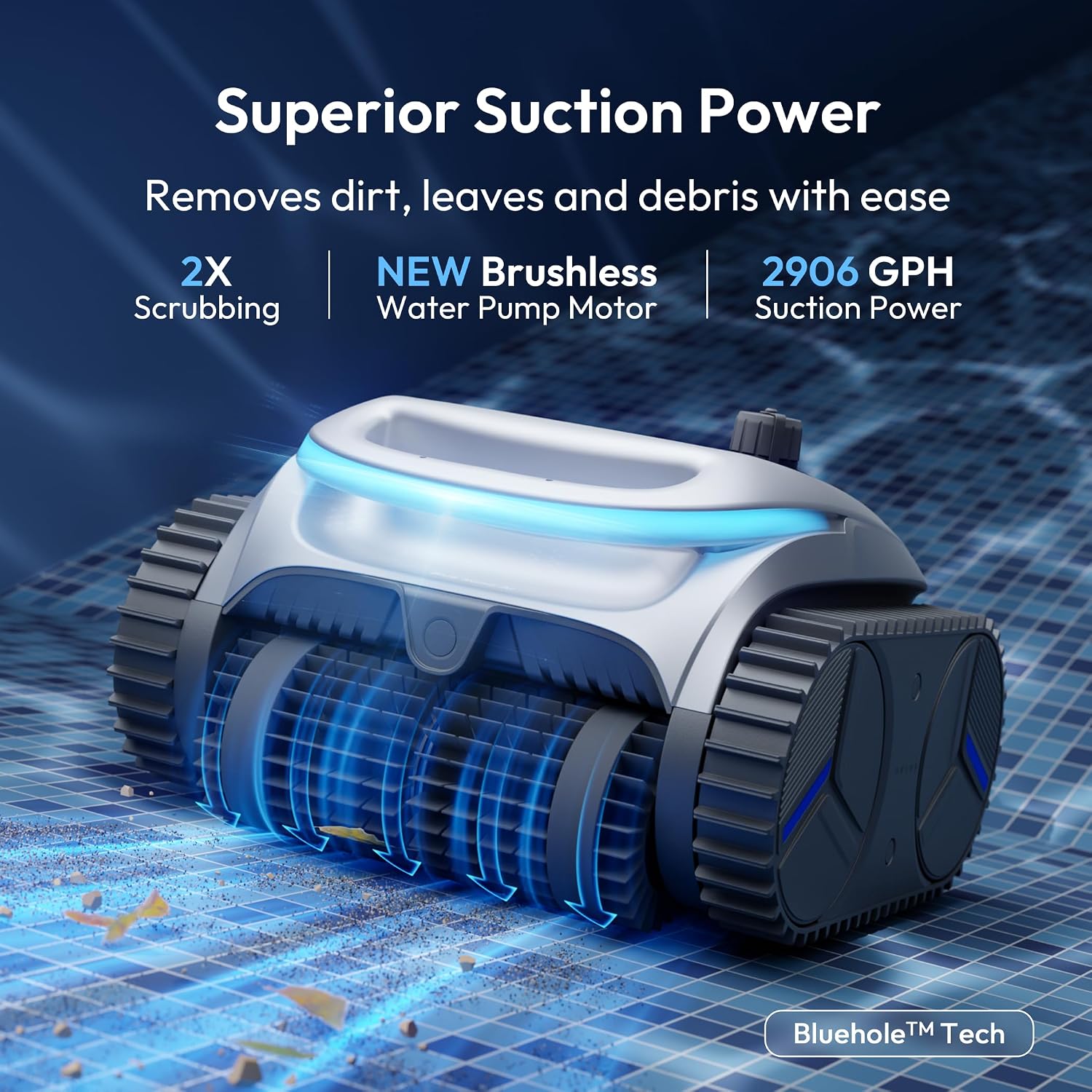 (2026 Upgrade) BUBLUE C20H Gen2 Pool Vacuum for Inground Pools, Corded & Cordless Hybrid Pool Cleaner Robot with Smart Navigation, APP Control, Clean Floor/Waterline for Pools Up to 1615 Sq.Ft, Silver