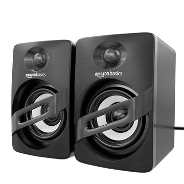 amazon basics Portable Multimedia Speaker| Suitable for Laptop & Desktop (Black) | USB 2.0 | Deep Bass