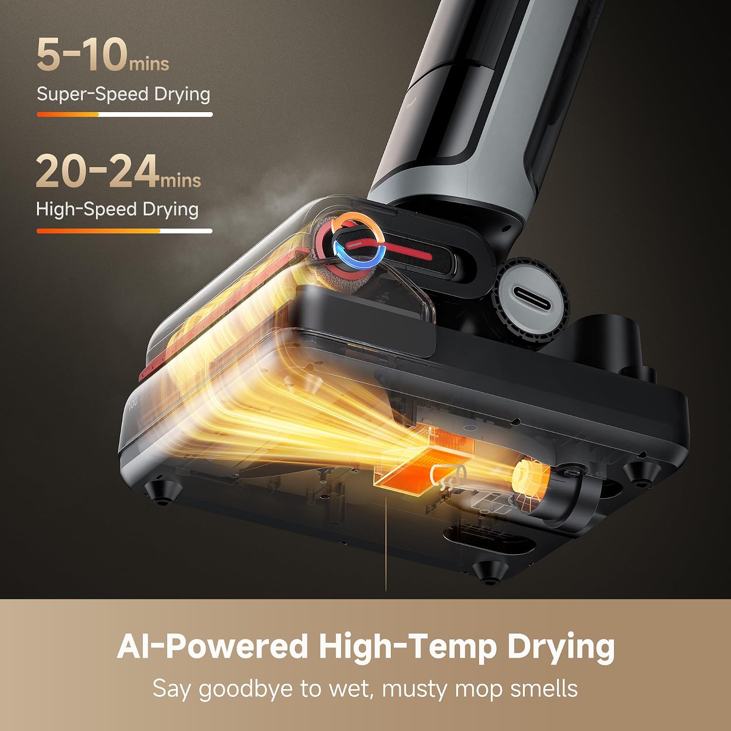 dreame H15 Pro Heat Wet Dry Vacuum and Mop, 185°F Hot Water Floor Cleaning | 0 Hair Tangle for Pet, Vacuum Cleaner with AI Robotic Arm, 22KPa Suction, 180° Lie-Flat, Hot Self Cleaning, Edge to Edge