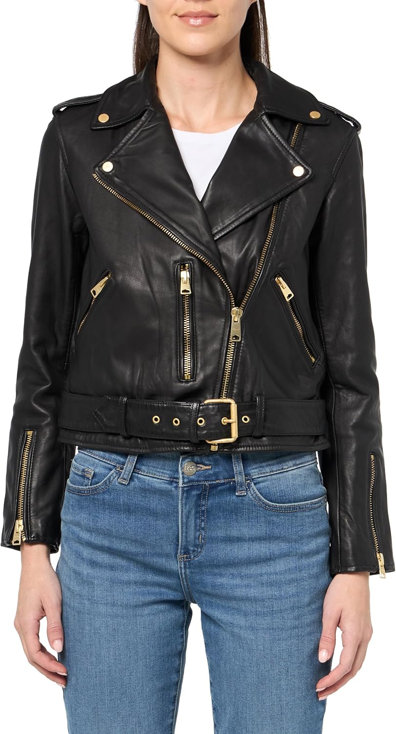 AllSaints womens Balfern Leather Biker Jacket