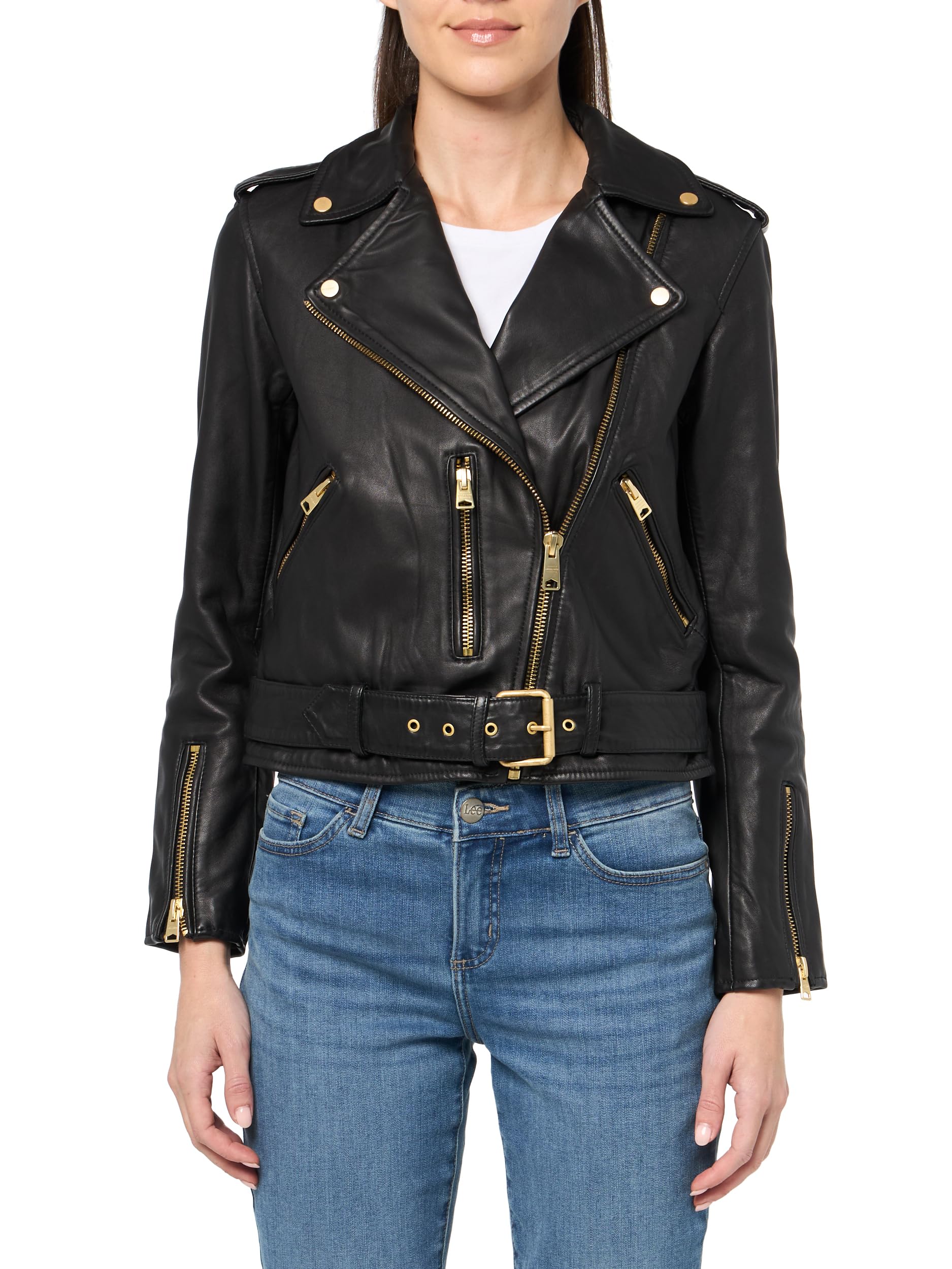 AllSaints womens Balfern Leather Biker Jacket