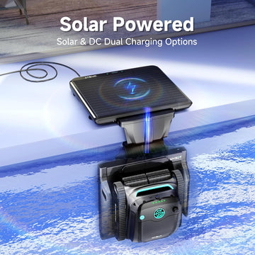 (2025 New) WYBOT S2 Solar Vision Robotic Pool Vacuum Cleaner, AI Vision, Smart Auto Docking, Dual Charging, Scheduled & Area Cleaning, 3D Adsorption for In-Ground Pools, Grey&Green