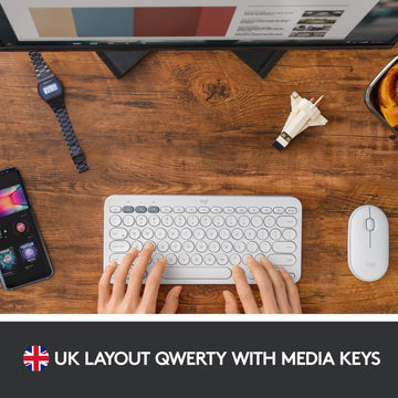 Logitech K380 Wireless Multi-Device Bluetooth Keyboard for Windows, Apple iOS, Apple Tv, Android Or Chrome, for Pc/Mac/Laptop/Smartphone/Tablet(Off White)
