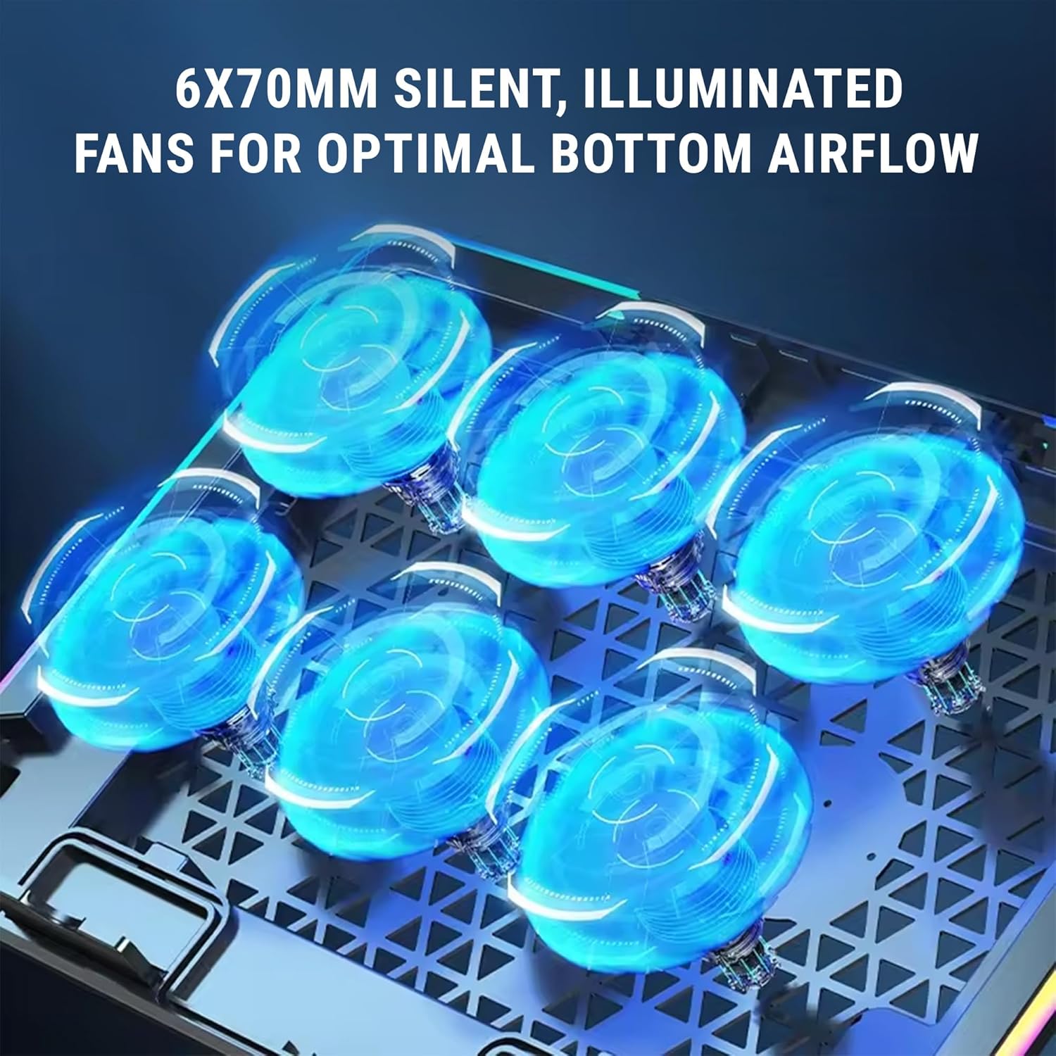 Ant Esports NC250 RGB Laptop Cooling Pad, Laptop Cooler with Mobile Holder 6 Quite Fans Fan Speed Controller 7 Height Adjustable Angle 2USB Ports Compatible for Laptop up to 15.6”