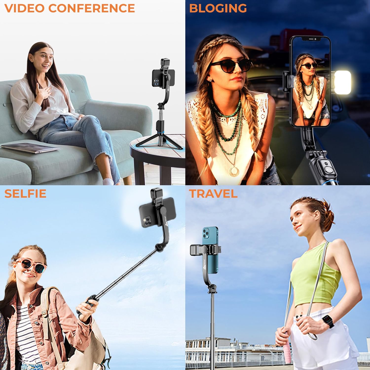 WeCool S4 Selfie Stick with Light in 6 Shades, 3 Colours & 2 Tones with Detachable Mobile Holder, Selfie Stick Extendable Upto 43 inc / 110cm, Tripod Stand...