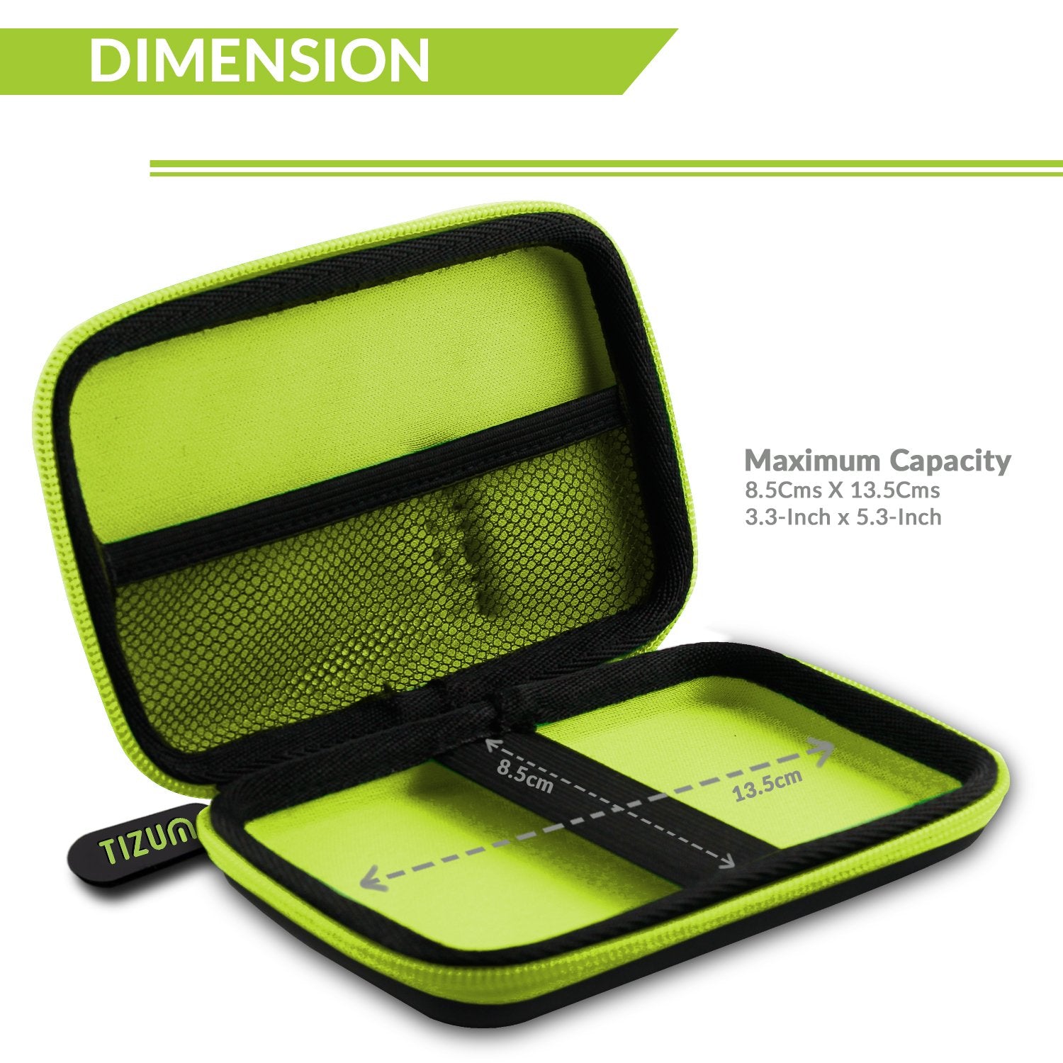 AirCase 2.5 Inch External Hard Drive Case with Shockproof EVA HardShell & Soft Lining | Travel Organizer Pouch with Mesh Pocket, Zipper Closure for HDD/SSD, Earphones, Cable, Charger & Gadgets (Black)