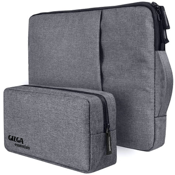 Gizga Essentials 13.3 Inch Laptop Sleeve Case Cover Bag with Extra Pouch, Front Pocket & Handle| Slim & Water-Resistant Nylon Fabric with Shockproof Foam Padding, Soft Lining & Premium Zipper (Grey)