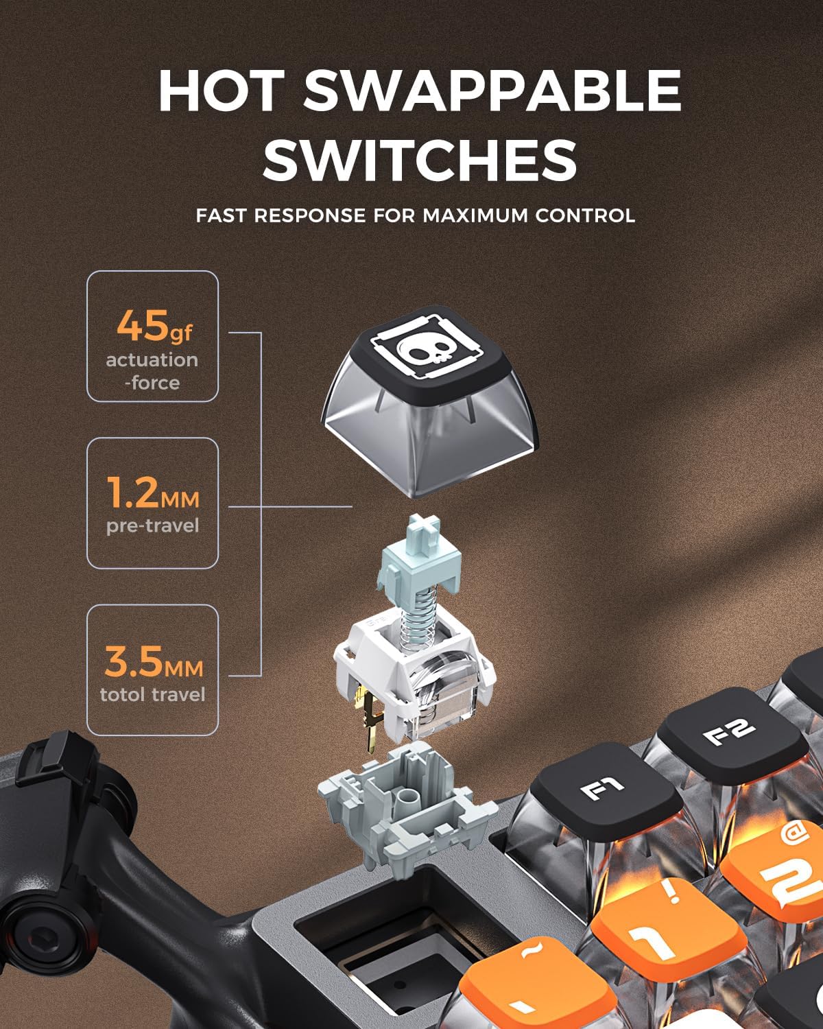 GravaStar Mercury K1 Pro Wireless Mechanical Gaming Keyboard, 75% Layout RGB Custom Keyboard, Aluminum Alloy Matte Black Frame with Phoenix-Inspired Keycaps, Hot-Swappable Linear Switches – CyberFlare