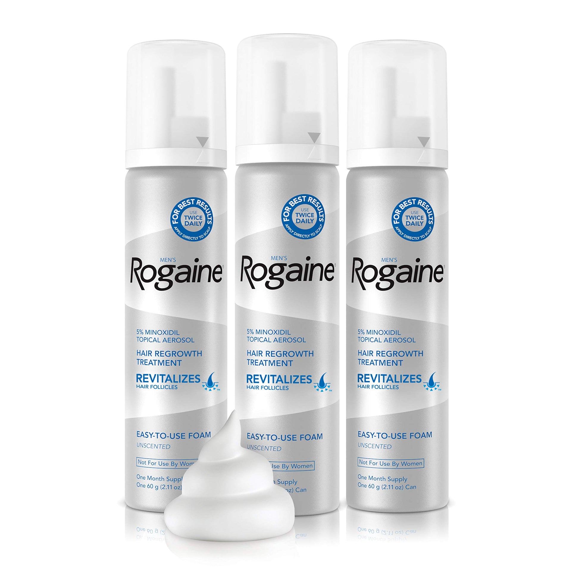 Men’s Rogaine 5% Minoxidil Topical Foam, One Month Supply
