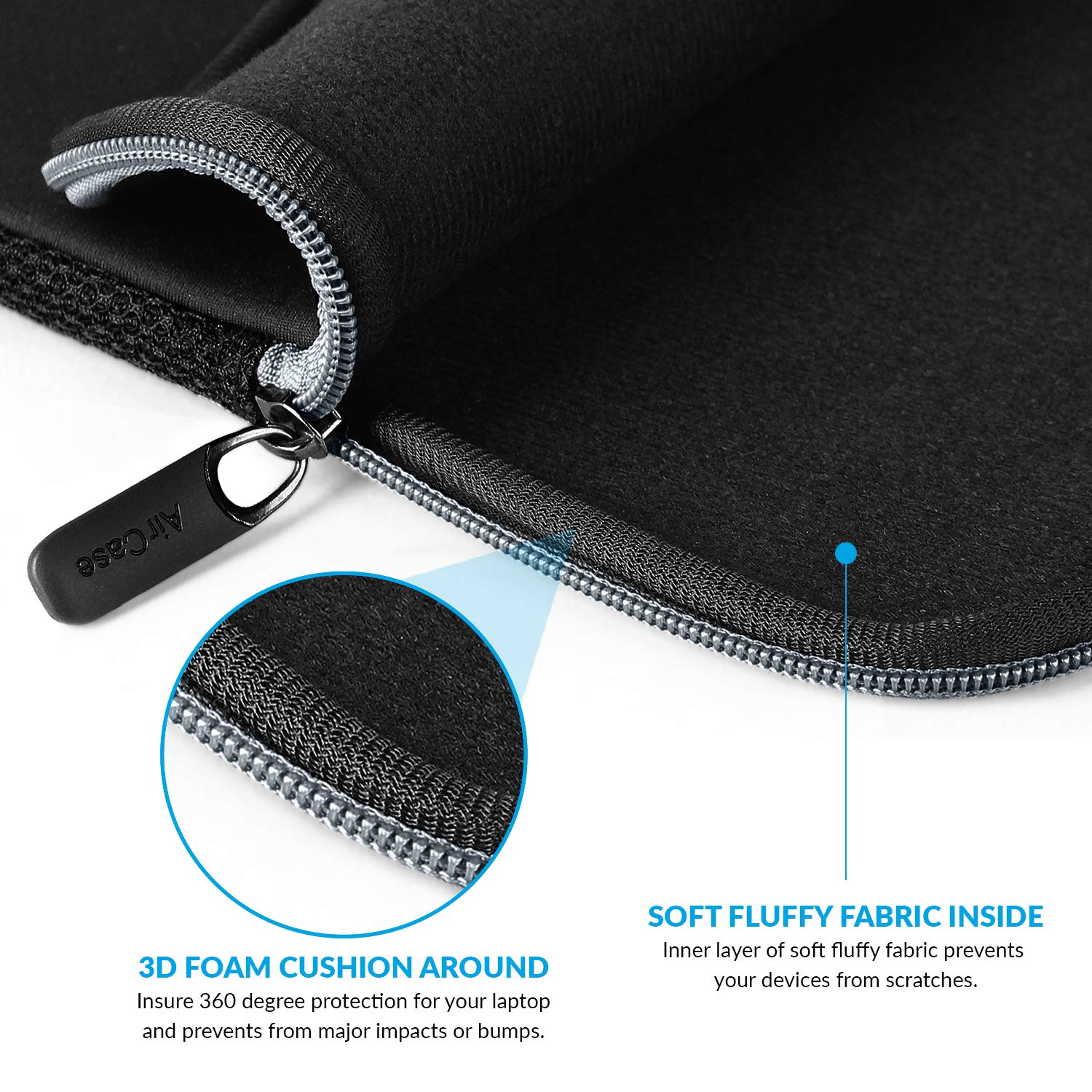 AirCase Laptop Bag Sleeve case Cover for 11.6 Laptop/MacBook/iPad, Office Laptop Bag for Men & Women, Waterproof & wrinklefree Light Neoprene, Black- 6 Months Warranty