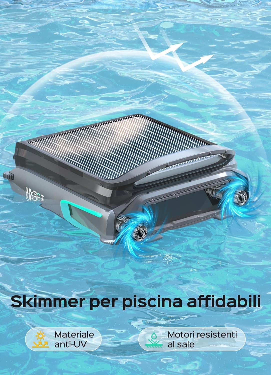 WYBOT F1 Pool Skimmer Robot with Solar & Battery, Cleans the Water Surface Automatically, Controllable via App, 24H Operation, For All Pool Types - Your Wireless Pool Robot, Olive Green