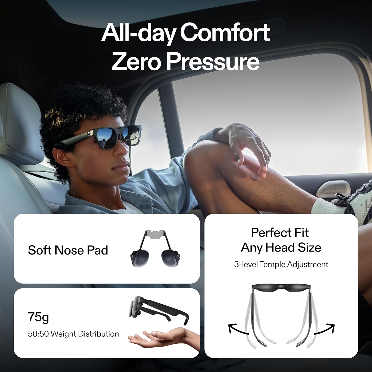 XREAL Air 2 Pro AR Glasses|46° Fov, 130" 120Hz HD Display, True Colors, Cinematic Sound, All-Day Comfort. Pairs Beam Pro. Compatible with iPhone 15, Steam Deck, ROG, Mac, PC, Android & iOS, Black