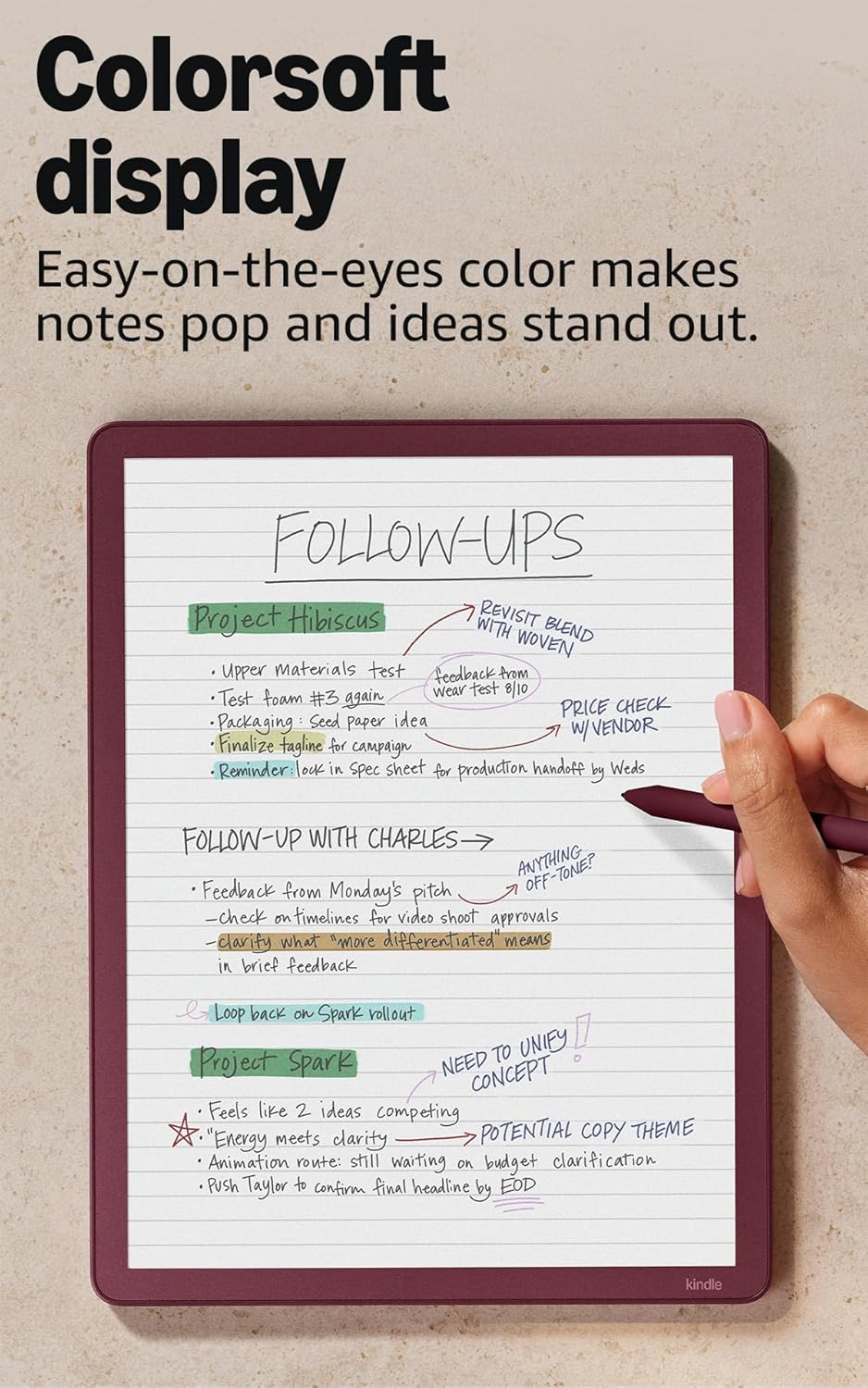 Amazon Kindle Scribe Colorsoft 32GB (newest model) — 11” paper-like color display with front light — One notebook to replace them all — Write in notebooks, docs, and books. Pen included - Graphite