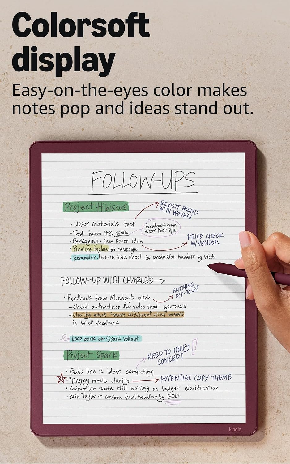 Amazon Kindle Scribe Colorsoft 64GB (newest model) — 11” paper-like color display with front light — One notebook to replace them all — Write in notebooks, docs, and books. Pen included - Graphite