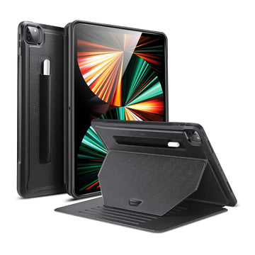 ESR Stand Case Compatible with iPad Pro 12.9 inch 2021, 9 Stand Angles, Rugged Protection, Magnetic Mounting, Pencil Holder, Sentry Series, Black