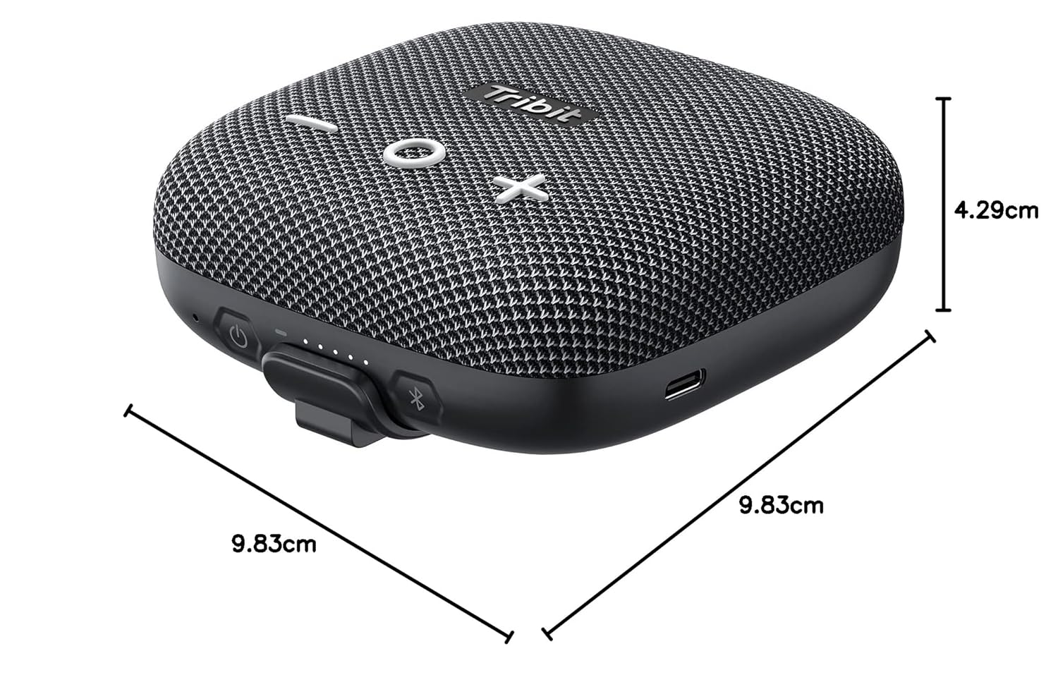Tribit StormBox Micro 2 Portable Speaker: 90dB Loud Sound Deep Bass IP67 Waterproof Small Speaker Built-in Strap, 12H Playtime Long Battery 120ft for Outdoor Camping Biking (Black)