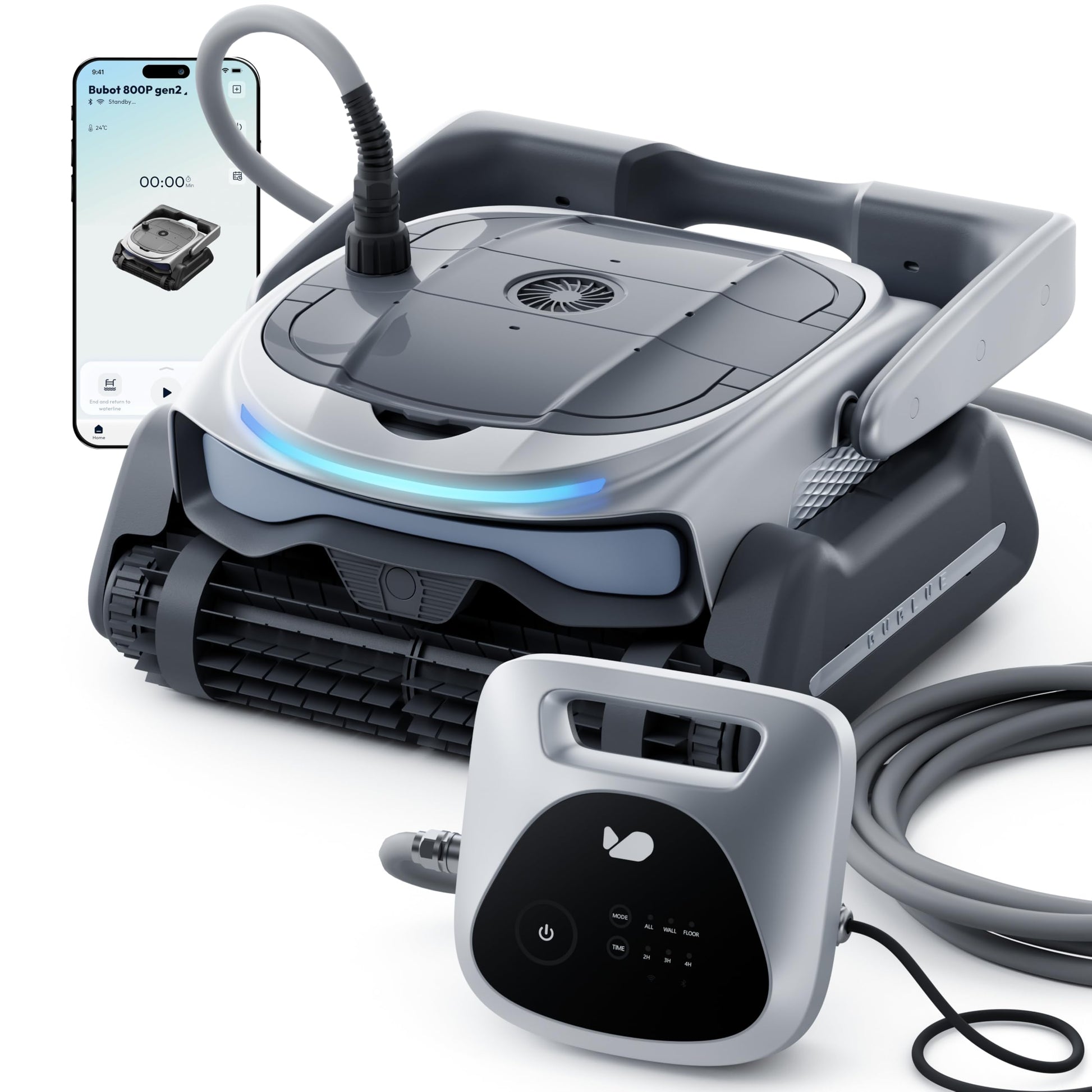 (2026 New) BUBLUE 800P Gen2 Robotic Pool Cleaner,Pool Vacuum for Inground Pools,Cleans Floor/Wall/Waterline/Shallow Area,Smart Navigation,App Control& Scheduling,for Pools up to 1,076 Sq.Ft Space Gray