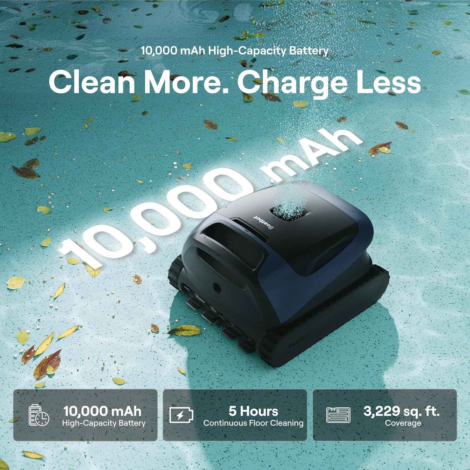 Beatbot Sora 30 Pool Vacuum, Floor & Wall & Waterline & Platform Cleaning, 6800GPH Power, Smart Parking, 300Min Runtime, 5L Capacity, for Above & In-Ground Pools 3229 sq.ft, Deep Blue