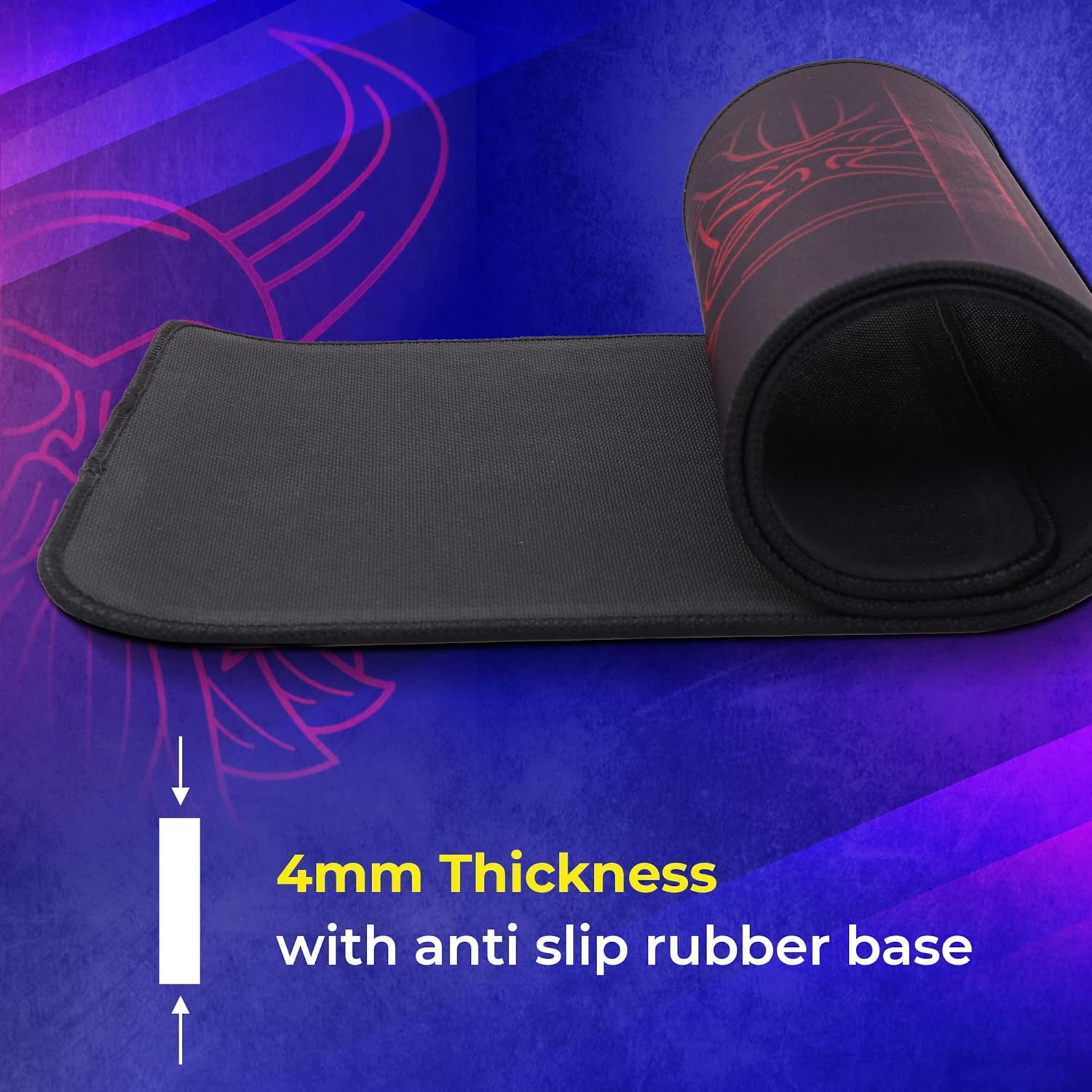 ZEBRONICS Firestorm Gaming Mouse pad for All Mouse sensors with Micro-Textured Fabric Surface, Anti Slip Rubber Base, 800x300mm Size, 4mm Thickness and a Portable roll and go Design