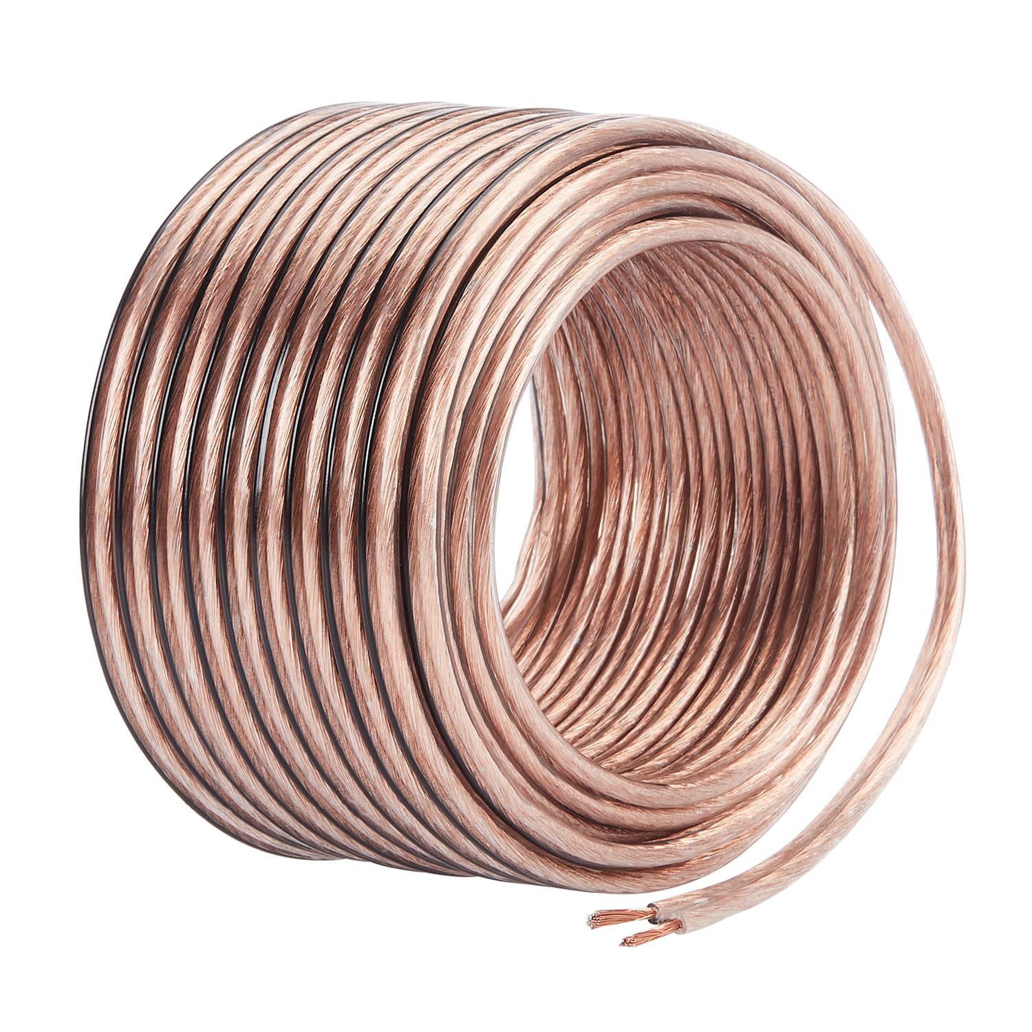 amazon basics 16-Gauge/AWG Speaker Wire, Oxygen-Free Copper, Two Conductors, Audio Speaker Cable for Car, Stereo, Subwoofer, Home Theatre, Hi-Fi Surround Sound (100 Feet, Copper, Transparent)