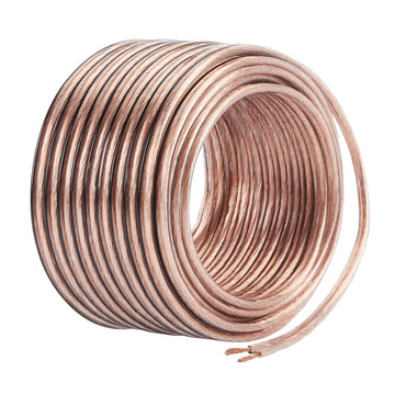 amazon basics 16-Gauge/AWG Speaker Wire, Oxygen-Free Copper, Two Conductors, Audio Speaker Cable for Car, Stereo, Subwoofer, Home Theatre, Hi-Fi Surround Sound (100 Feet, Copper, Transparent)