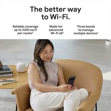 Google Nest WiFi Pro - 6E - Reliable Home Wi-Fi System with Fast Speed and Whole Home Coverage - Mesh Router - 1/2/3 Pack