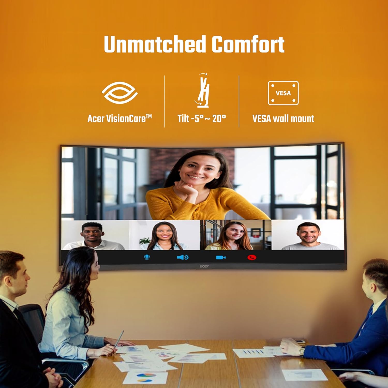 acer ED343CUR 34 Inch UWQHD (3440x1440) Pixels VA Panel 1000R Curved Backlight LED Monitor I 1 MS, 180Hz Refresh I Delta E<2 I HDR 10 I RGB Lighting I 2 x HDMI 1 x Display Port I Eye Care Features