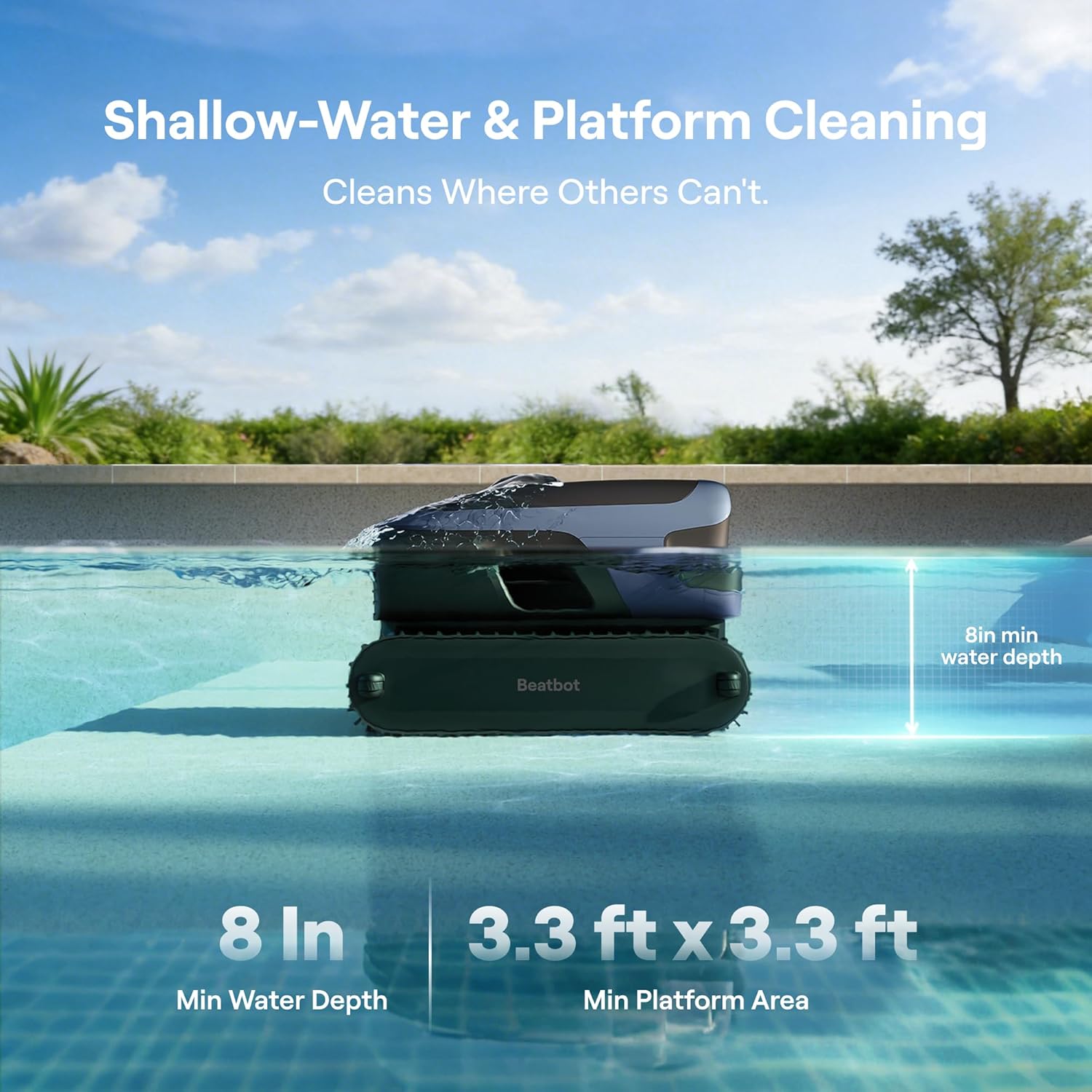(2026 New) Beatbot Sora 70 Pool Vacuum Robot, 360° Top-to-Bottom Cleaning, Smart Surface Parking, 6L Capacity, 6800GPH Super Power for Above & In-Ground Pools Up to 3,200 sq. ft, Midnight Blue