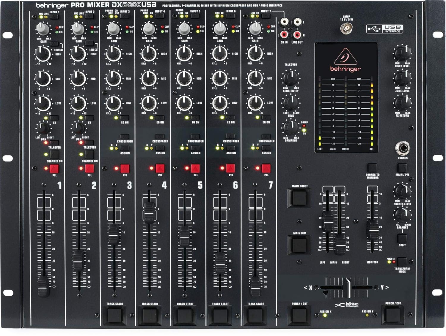 Behringer DX2000USB Professional 7-Channel DJ Mixer with infinium "Contact-Free" VCA Crossfader, USB/Audio Interface and Massive Software Bundle
