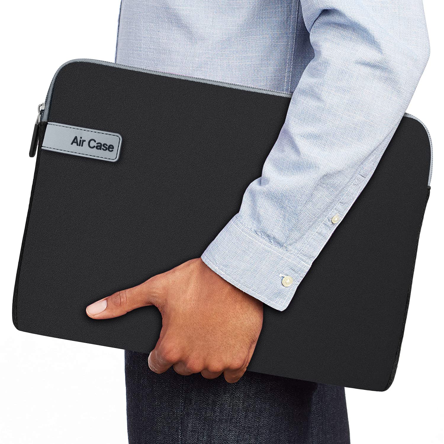 AirCase Protective Laptop Bag Sleeve fits Upto 13.3" Laptop/MacBook Pro/Air M1/M2, Wrinkle Free, Padded, Water Resistant Light Neoprene case Cover Pouch, for Men & Women, Black- 6 Months Warranty