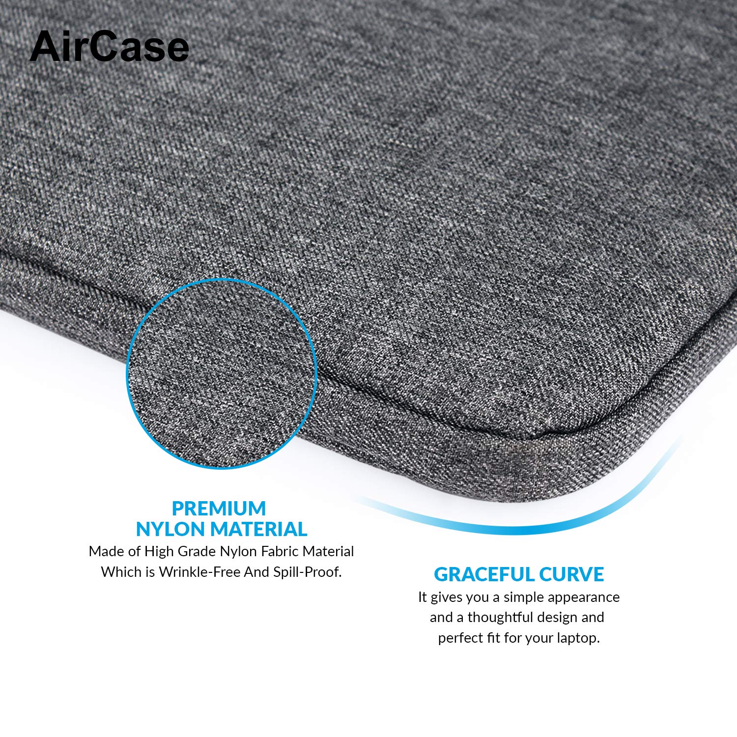 AirCase Laptop Bag Sleeve Case Cover Pouch for 15.6-Inch Laptop for Men & Women (Grey) (C49)