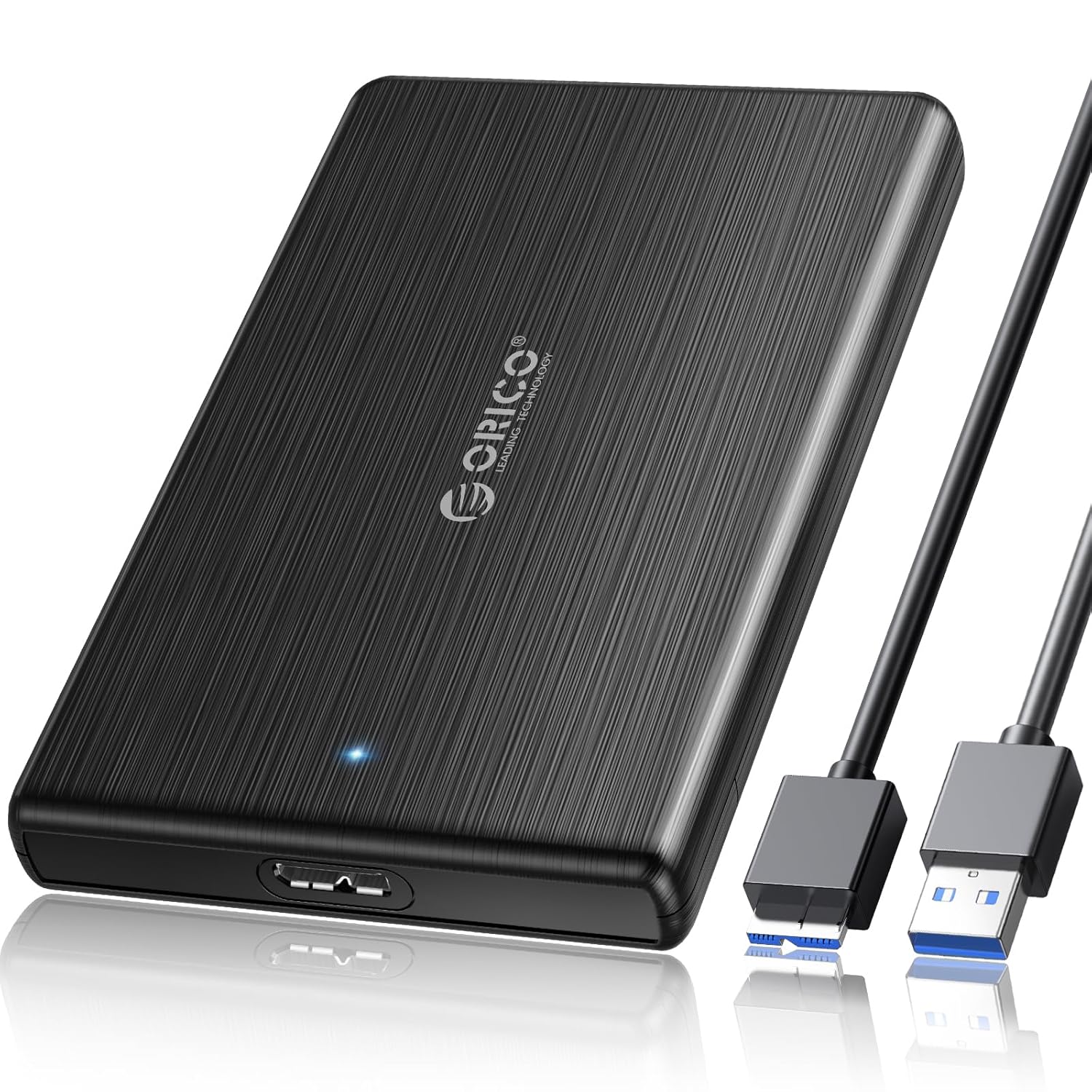 ORICO USB3.0 to SATA III 2.5" External Hard Drive Enclosure for 7mm and 9.5mm 2.5 Inch SATA HDD/SSD Tool Free [UASP Supported] Black
