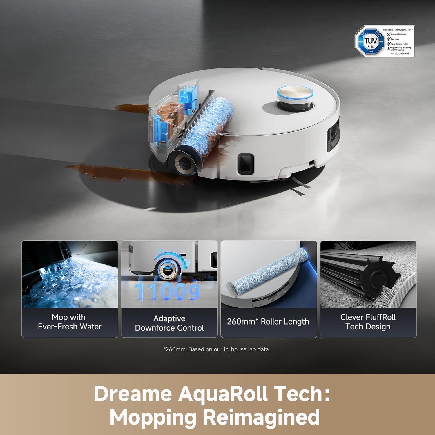 dreame Aqua10 Ultra Roller Robot Vacuum and Mop, AquaRoll Mopping | 30,000Pa Suction, AI Camera & LIDAR Avoidance Tech, Heat-Washes & Dries, Extendable Roller Mop, Carpet Protection
