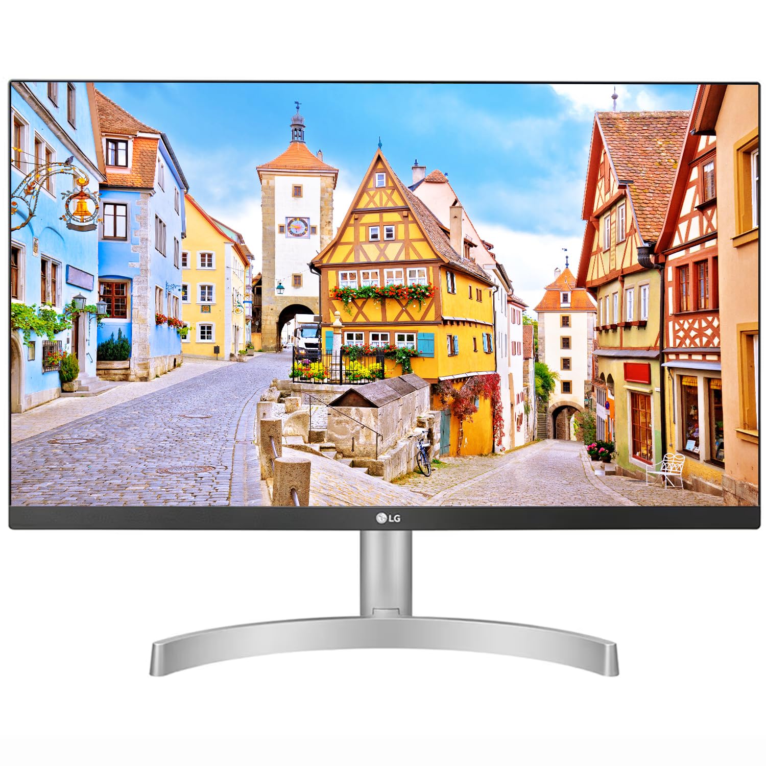 LG 24-inch (60.96 cm), Full HD IPS (1920 x 1080) Monitor, Inbuilt Speaker, HDMI x 2, VGA Port, 75 Hz Refresh Rate, AMD Freesync, 3 Side Borderless Slim Design - 24ML600S-W-White