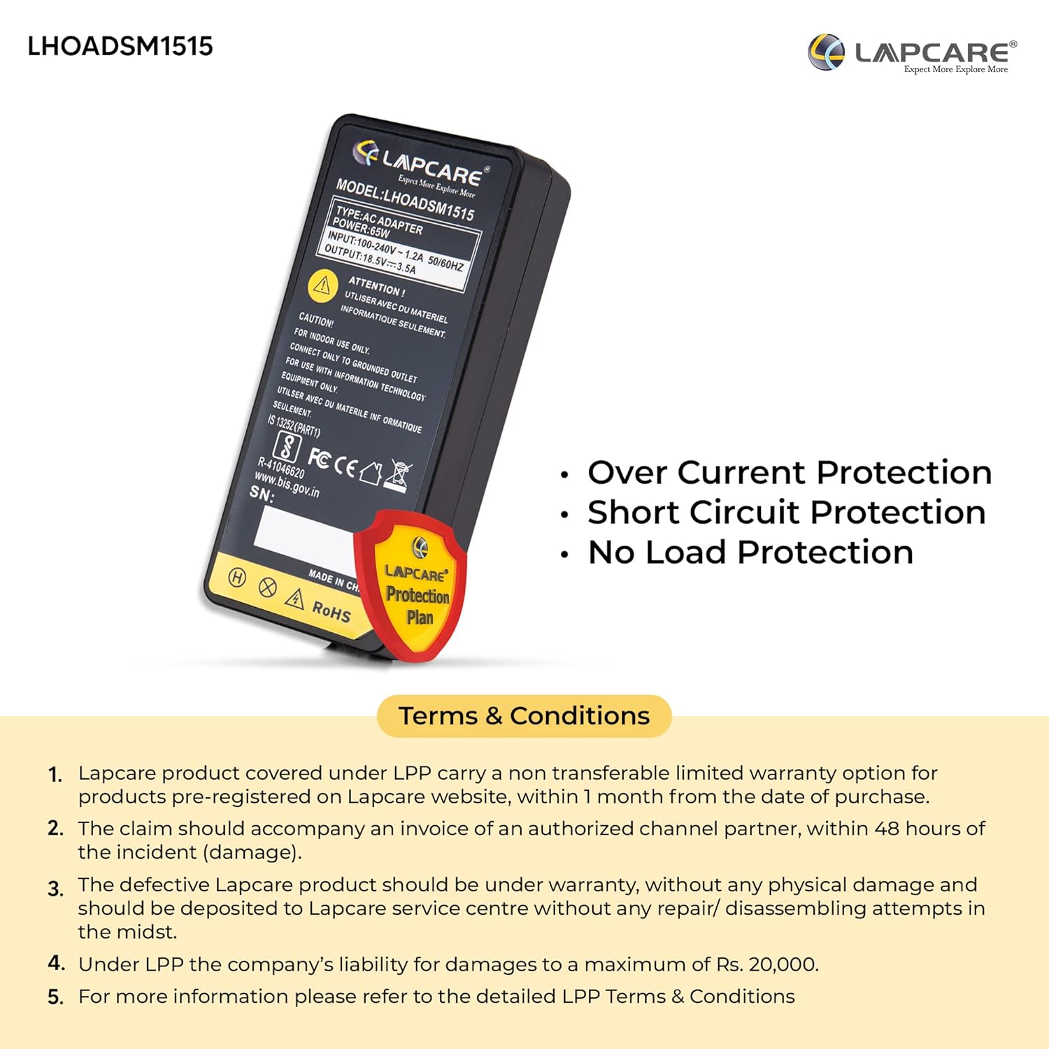 Lapcare Compatible Laptop Adapter for HP Compaq Nc2400 4200 4400 6220 6230 6400 8220 8230 8430