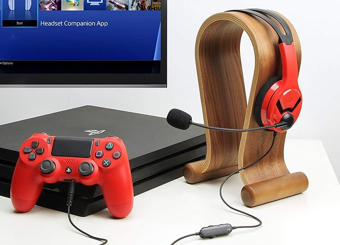 Amazon basics Mono Chat Wired On Ear Headphones With Mic For Playstation 4 (Officially Licensed, Red)