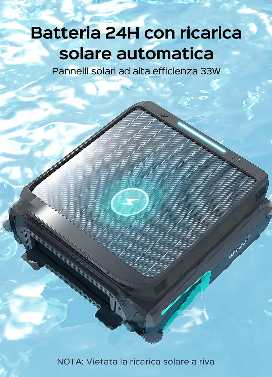 WYBOT F1 Pool Skimmer Robot with Solar & Battery, Cleans the Water Surface Automatically, Controllable via App, 24H Operation, For All Pool Types - Your Wireless Pool Robot, Olive Green