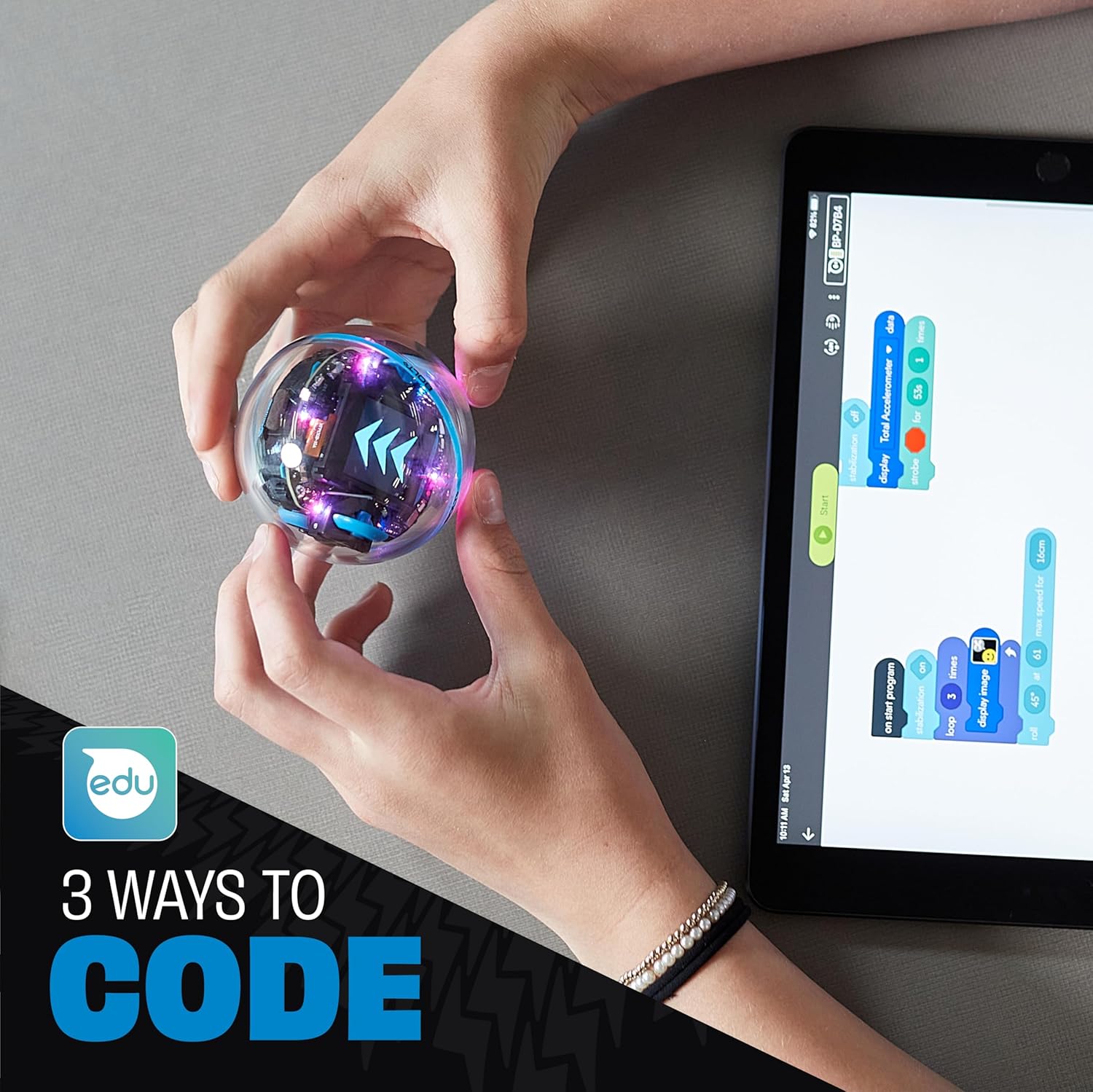 Sphero Bolt+: Coding & AI Learning Robot – Program with Draw, Blocks, Python & Javascript – Animated LCD Display – Ages 8+ – Durable, Qi Charging, Waterproof