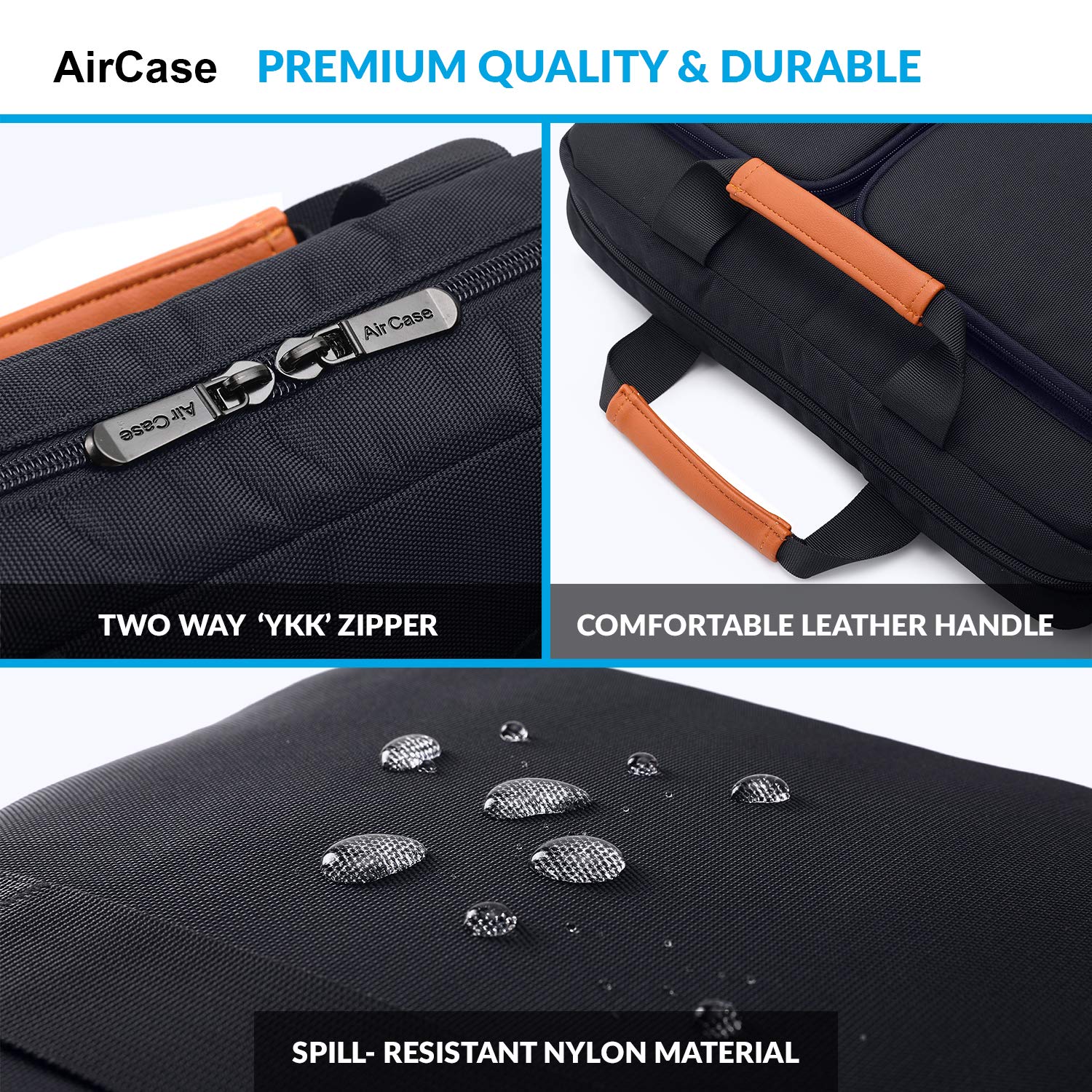 AirCase Laptop Bag Messenger Bag Sleeve for 33.02 cm (13-Inch)/ 35.56 cm (14-inch) Laptop | 2-Multi Pocket (Blue)