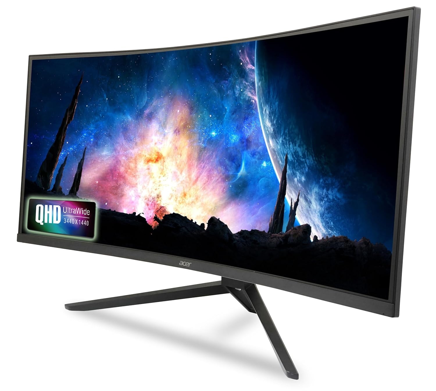acer ED343CUR 34 Inch UWQHD (3440x1440) Pixels VA Panel 1000R Curved Backlight LED Monitor I 1 MS, 180Hz Refresh I Delta E<2 I HDR 10 I RGB Lighting I 2 x HDMI 1 x Display Port I Eye Care Features